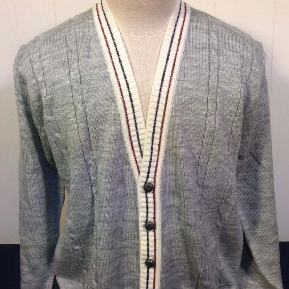 John Blair Vintage Cable Knit Cardigan sweater size XL